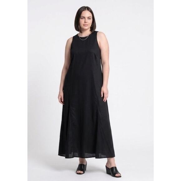 Future Collective Dresses & Skirts - Future Collective Linen Blend Black Maxi Dress 18 NWT, Minimalist Classic